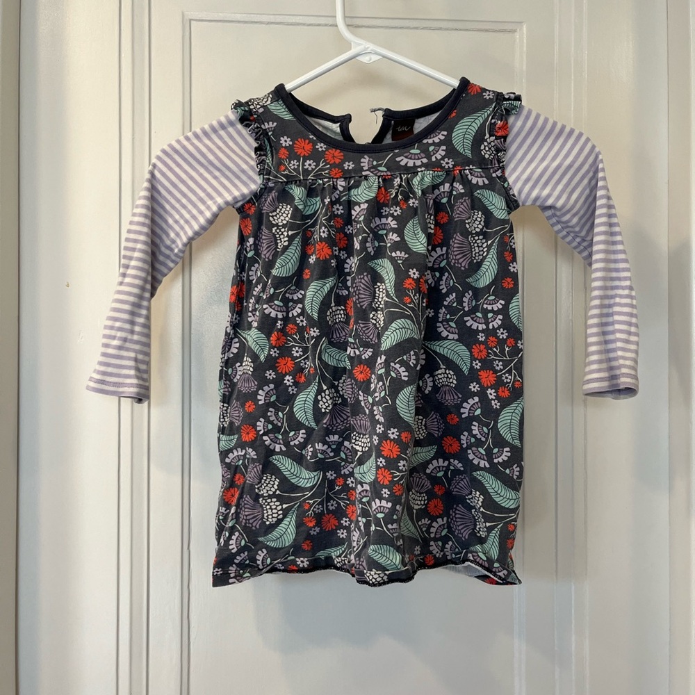 Tea Collection 4T thistle flower pattern long sleeve dress, play condition